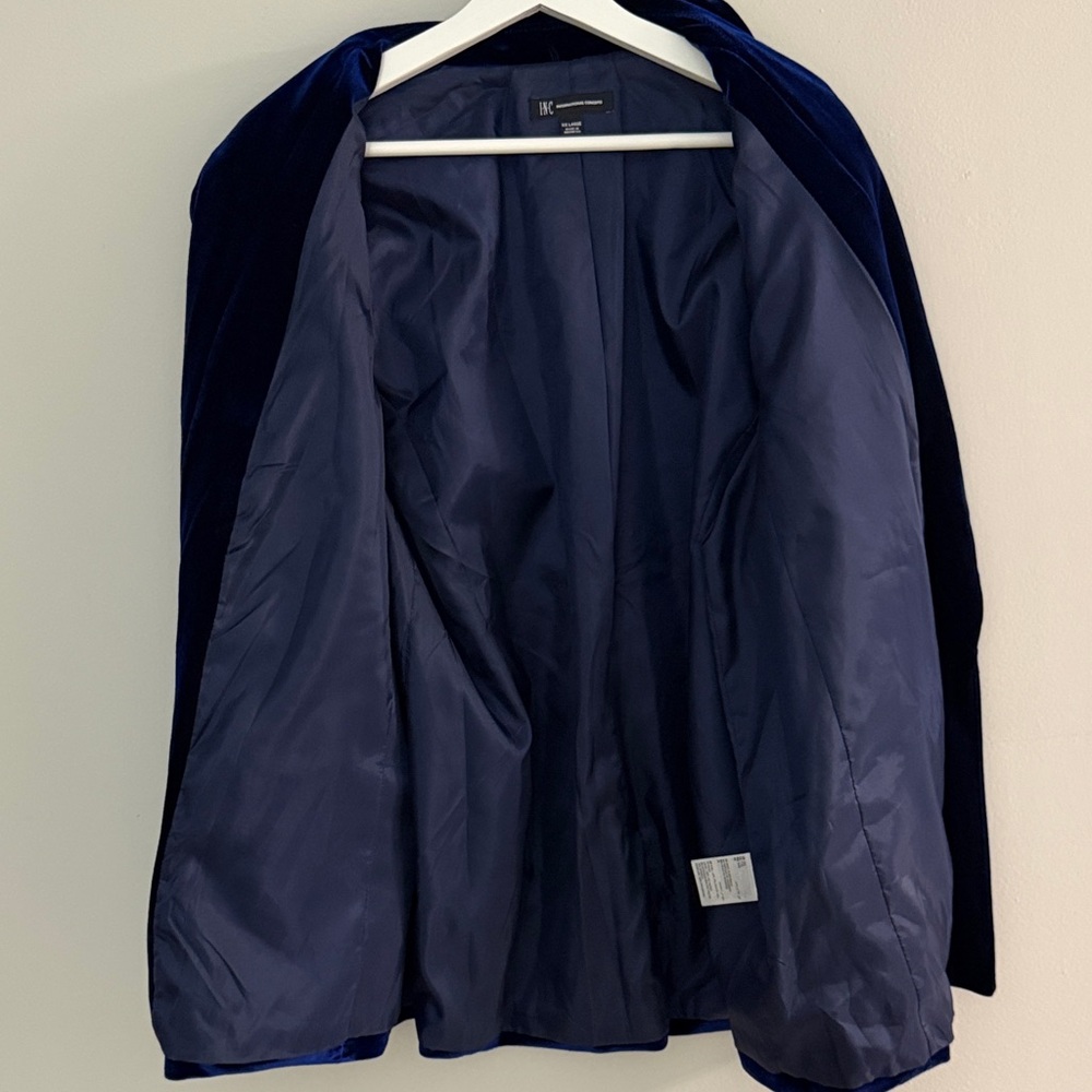 INC International Concepts Women XXL Royal Blue Velvet Shawl Lapel Lined Blazer - Picture 12 of 15